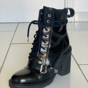All Saints Patent Leather Lace Up Boots